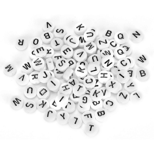 Alphabet Perler 100 stk Akryl Sort - Bogstaver Vedhæng DIY Smykkeforsyninger, Håndværk Perler