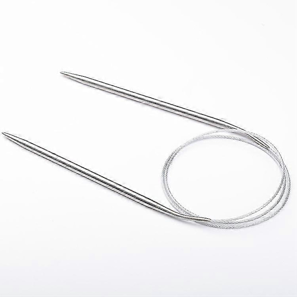 Stål Cirkelnåle Med Fleksibel Kabel, Metal Faste Cirkelstrikknåle Til Tæppe Strikning Store Projekter, Til Gigt Hånd (4stk, S