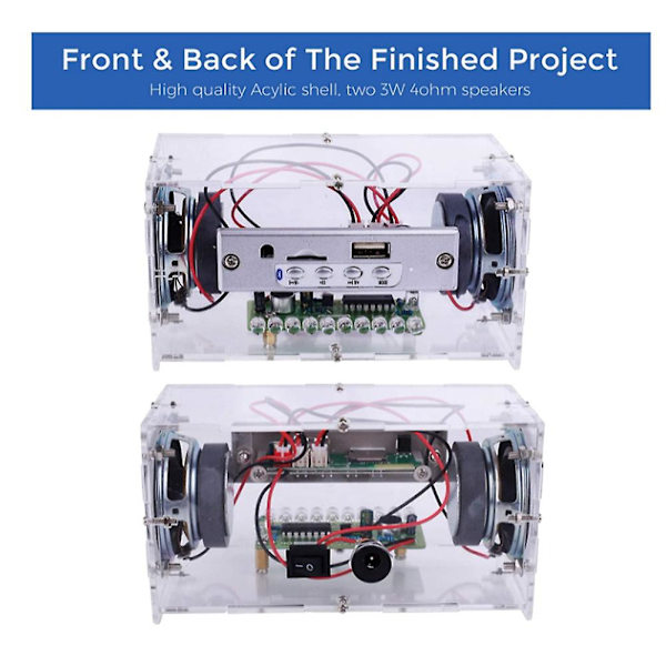 DIY Bluetooth-högtalarkit med LED-blixtljus Lödprojekt USB Mini Hem Stereo Ljudförstärkare DIY-kit