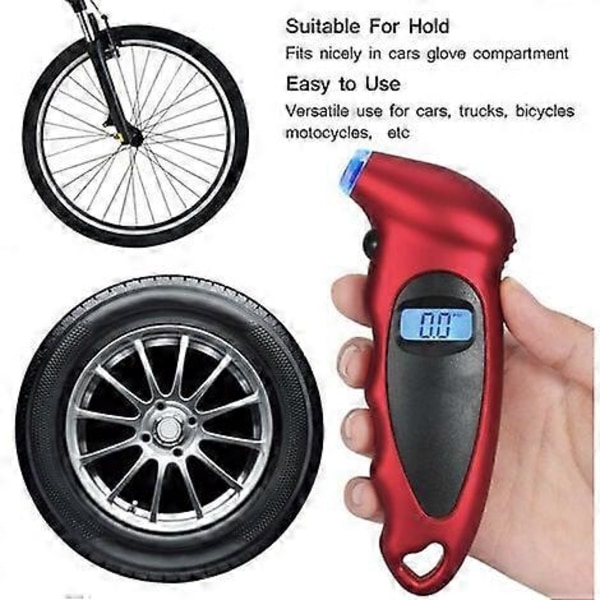 Renkaanpaineen mittauslaite, Digitaalinen paineenmittauslaite, 150 PSI 4 parametria, Renkaanpaineen mittauslaite venttiilin korkkien ja syvyyden mittauksen kanssa