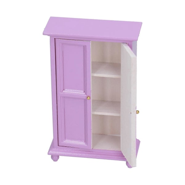 Miniatyr Træ Dukkehusskabe 1/12 Skala Lilla Legetøjsmodel