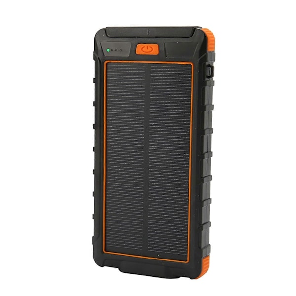 Bærbar Solcelledrevet Telefonoplader 20000mAh Solcelle Powerbank med Kompas og LED Lommelygte til Udendørs Sort Orange