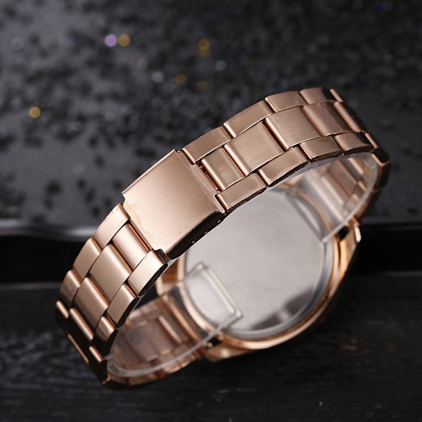 Damklocka Mode Diamant Rostfritt Stål Kvarts Klocka Black