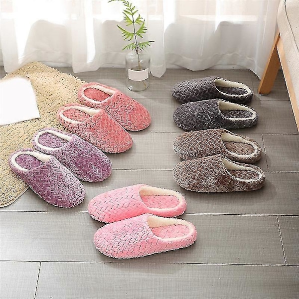 Dames Vaskbare Memory Foam Terry Slippers med Bredde - Pink 43