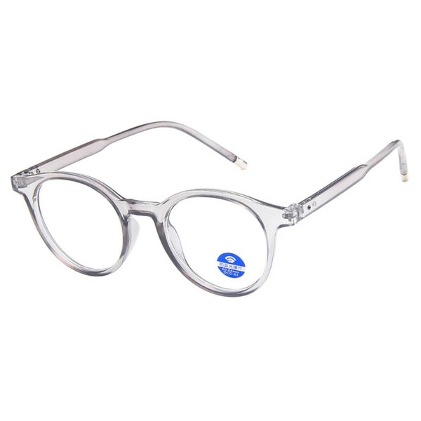 Runde grå computerbriller med blåt lysfilter uden styrke transparent