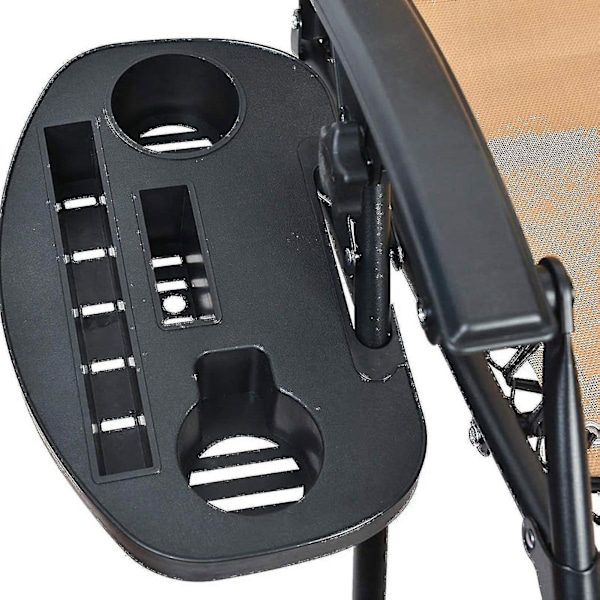 Foldbar lenestol med klips for drikkebeholder, sidebrett for utendørs lounger