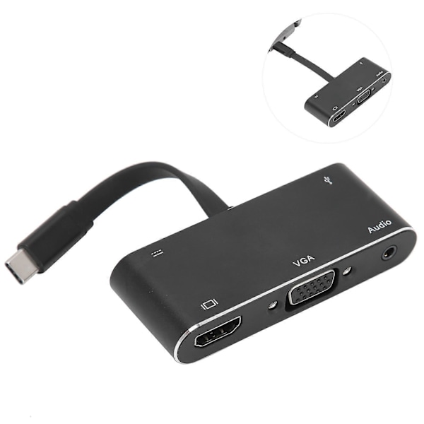 Typ C till HDMI VGA-konverterare ljudkabel aluminiumlegering adapter elektroniktillbehör
