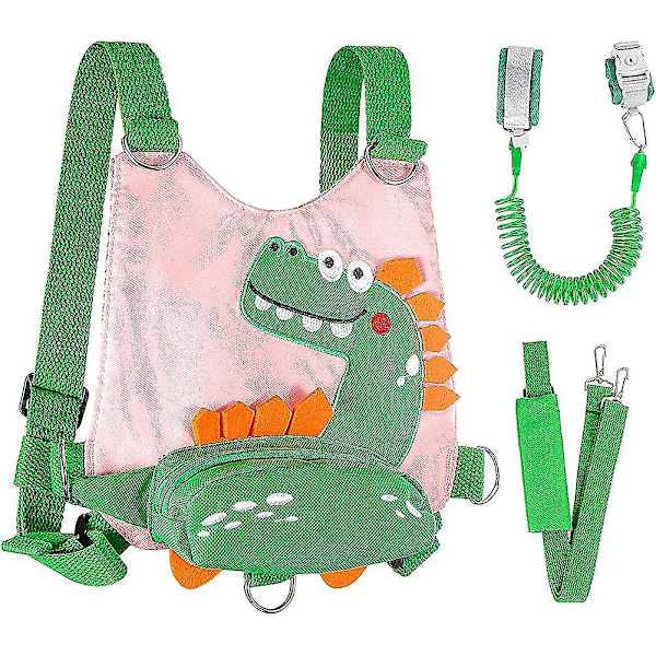 Almi Toddler Reins 4-i-1 Baby Walking Harness Rosa Dinosaurie Babysele Och Koppel