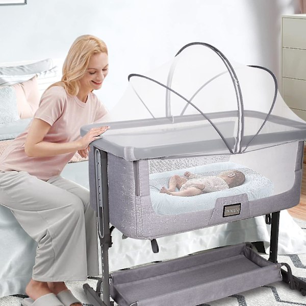 Myggnettdeksel for babyvugge, beskytter mot katter, myggnett for vugge/sengside-sover/reise-senger (hvit)