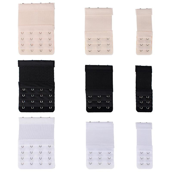 BH-Forlænger Krog Elastisk Pakke med 9 (Sort, Hvid, Beige)