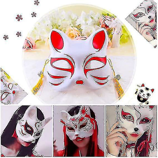 Valkoinen Paperimaskki Kissakasvoilla - 10 Kpl, Tyhjä Massapaperimaskki Käsinmaalattava, Henkilökohtainen Suunnittelu, Sopii Halloweenin Hääpukeutumiseen Cosplayhin