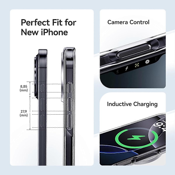 2024 Crystal Clear Designat för iPhone 16 Pro Max Skal, Stötsäkert Skyddande Telefonskal Tunn Smalt Omslag för iPhone 16 Pro Max, Transparent