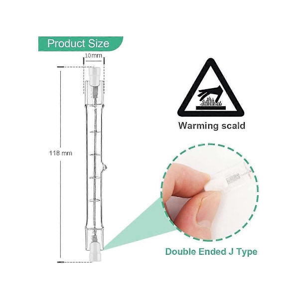 R7S Halogen Pære 118mm 200W 230V Halogen Stang R7S Halogen Pære R7S Dæmpbar Halogen Stangslampe L