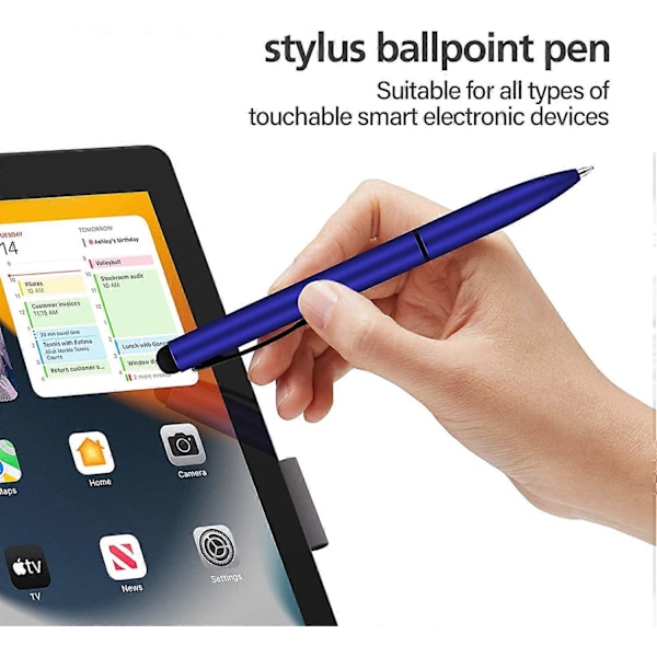 Soft Touch Click Stylus, 2-i-1 Tilbagekørbar Metal Stylus, Sort Blæk, 4 (