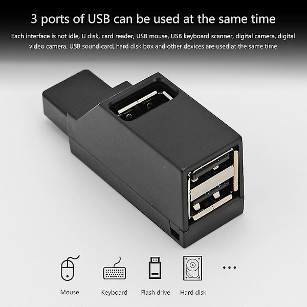 USB 2.0 Hub 1 til 3 Enheter USB 2.0 Adapter Dataoverføring Lading Samtidig