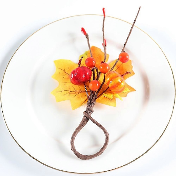 6 stk. Håndkleholdere i form av gresskar til Thanksgiving, Halloween, høst