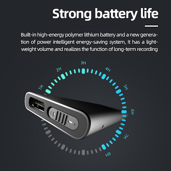 Mini-inspelare Röstaktiverad Brusreducering HD Säker Bärbar MP3-inspelare för Föreläsning Intervju Unisex Engelska 16GB