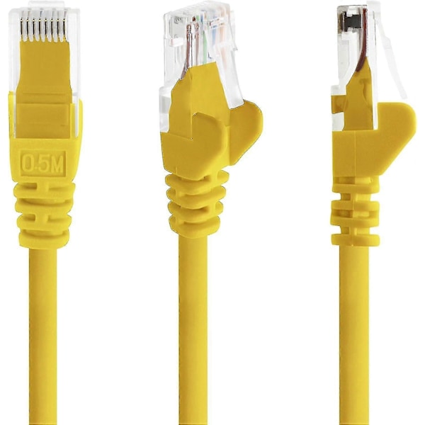 1attack Cat6 Ethernet Patch Lan-kabel RJ45-kontakt Gigabit Cat 6 Patchkabel Gult - 10 stycken - 0,5m