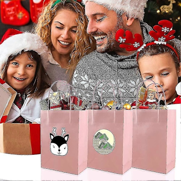 25 stycken Kraftpapperspåsar, Papperspåsar med Handtag, Presentpåsar, Naturligt Papper