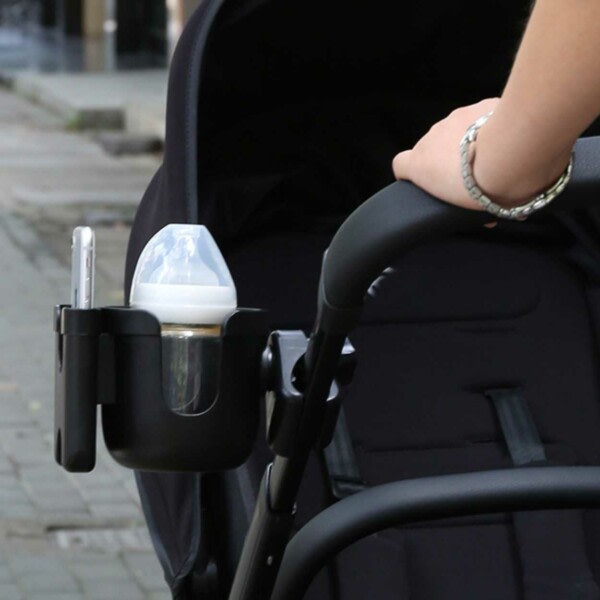 Barnevognholder til Mobil og Flaske - Mobilholder Flaskeholder Barnevogn sort black