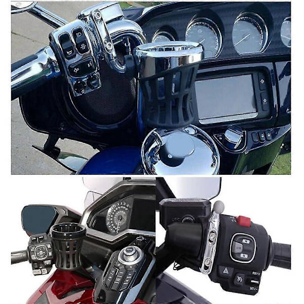 Motorcykel Styr Drikkekop Holder til Honda GL1800 Goldwing til Softail Electra Sølv