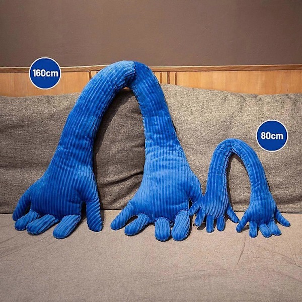 Blå håndformet plushpute Lang stripe palmepute for hjem, reise og camping Sofaputer