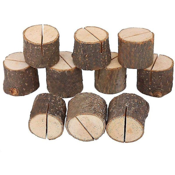 Visitkort Holder 20 Stykker Træ Plads Kort Holder Bryllup Stump Form Bord Klip Kort Stativ Hjem Fest Dekorationer