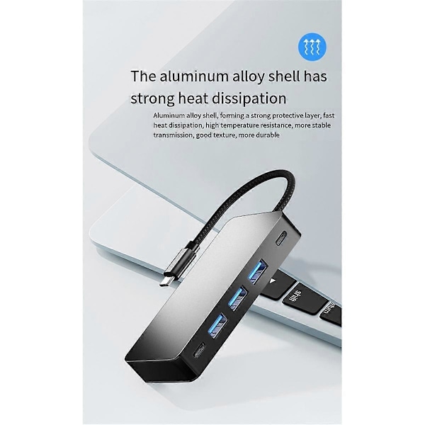 7-in-1 telakointiasema Type-C USB-keskitin HDTV 4K -sovittimeen 3 USB-portilla kannettavalle tietokoneelle, kotiin, toimistoon ja viihteeseen