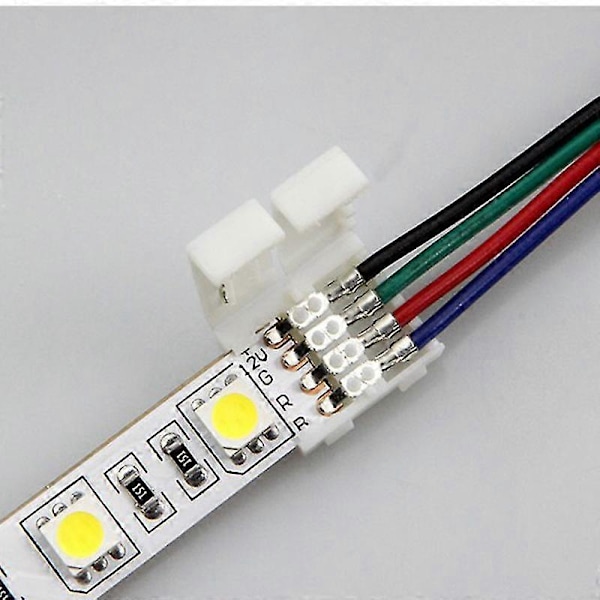 1 stk 10mm 4-polet dobbelt stik med kabel til SMD LED 5050 RGB stribe lys
