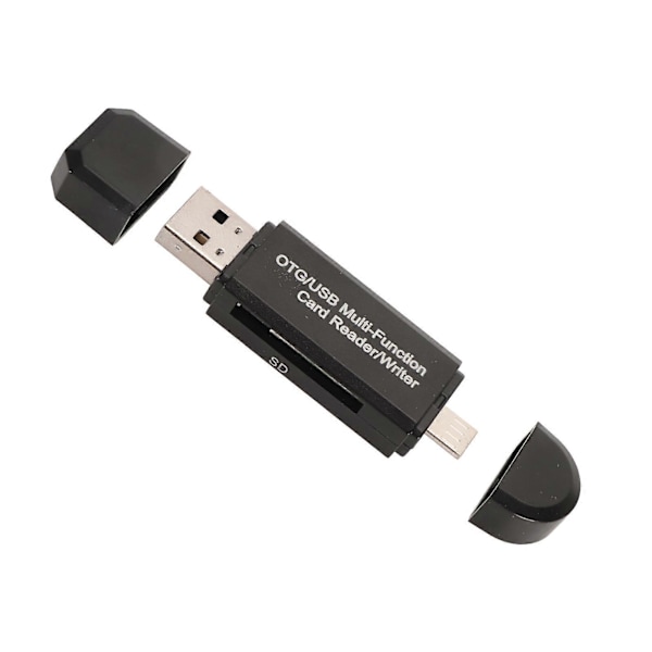 Minnekortleser Micro USB OTG USB Plug and Play Minnekortleser/Skriver for Windows for Android Telefon PC Svart