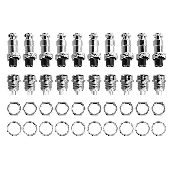 10 sett M12 5 Pin 12mm Aviation Connector Hann + Hunn Sirkulær Luftkontakt Plugg Elektrisk Ledning Panel Connector