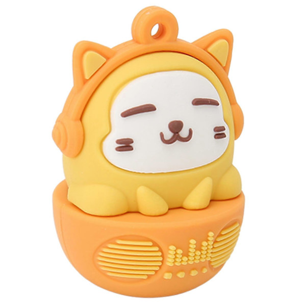 Cartoon Flash Drive PVC USB2.0 Kattmönster Plug and Play Stötsäker U-Disk för Telefon Laptop Saffran 16g