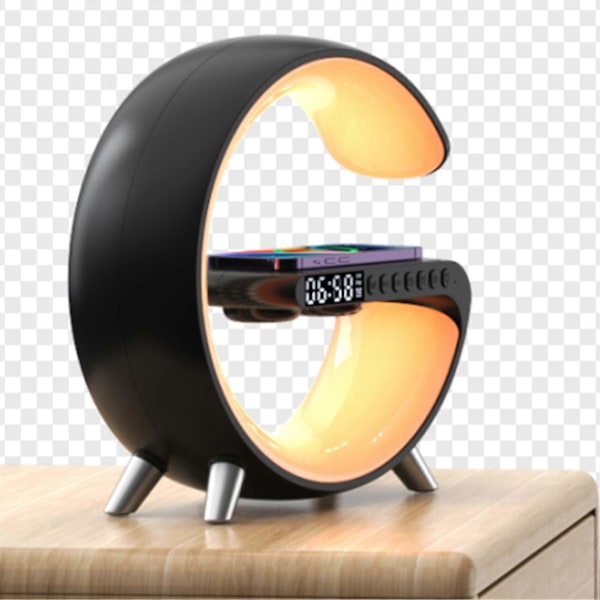 Smart Ambient Light 15W Trådløs Opladning Bluetooth Højttaler Vækkeur Hjem Intelligent Ambient Lampe EU Stik