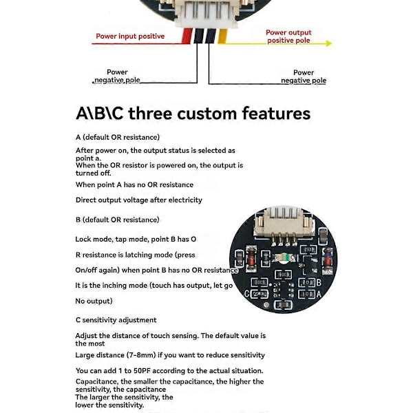 3V-30V Jog Lås Touch Knapp Switch Sensor Modul Bistabil Lätt Touch Switch LED Ljusband Modul, 4-Tråds Vitt Ljus