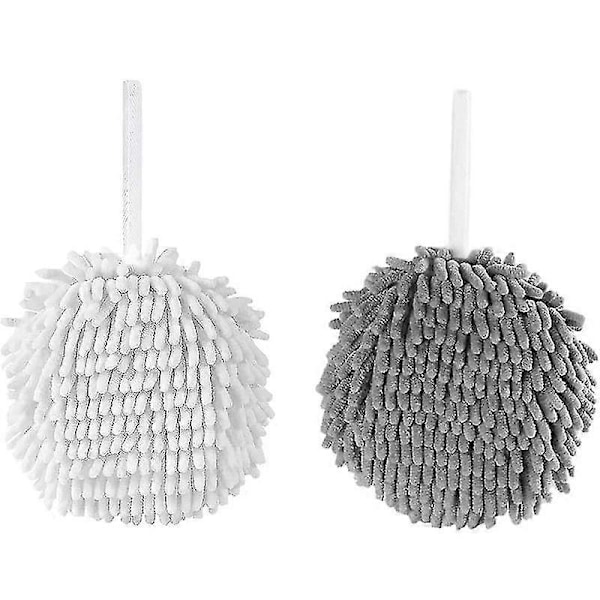 2-pak Chenille Håndkleball i Mikrofiber - Myk, Absorberende og Hengende