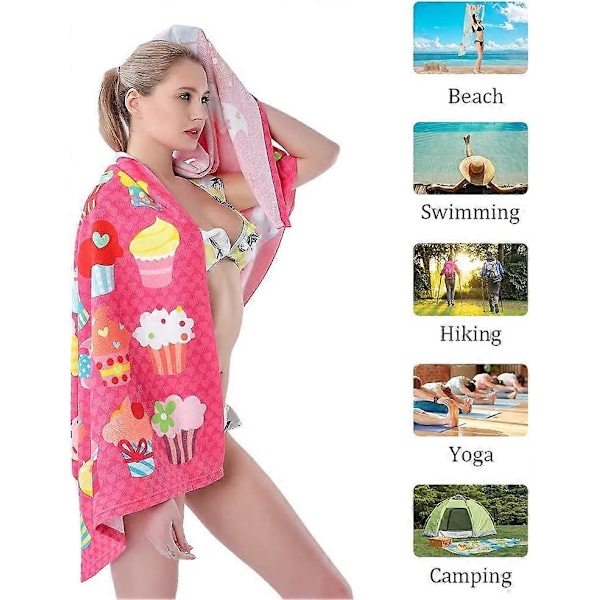 Stor Mikrofiber Badhandduk för Strand, Kvinnor Män, Snabbtorkande Handduk, Sandsäker Strandhandduk