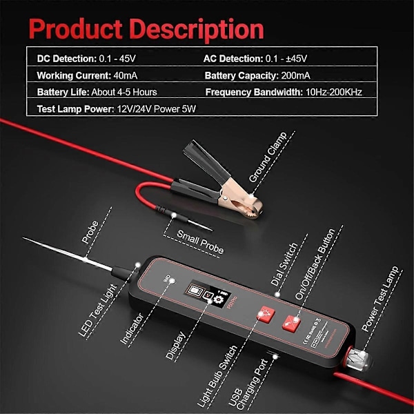 P50pro Mini Oscilloskop Bilkrets Testare Multifunktionell 0-45V Krets System Elektrisk Detektor Verktyg
