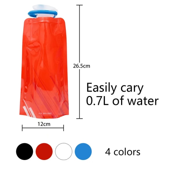 700 ml kannettava Ultrakevyt kokoontaitettava vesipussi Pehmeä pullon pullo ulkokäyttöön urheiluvaellus retkeilyvesipussi retkeilyvesisäiliö Blue