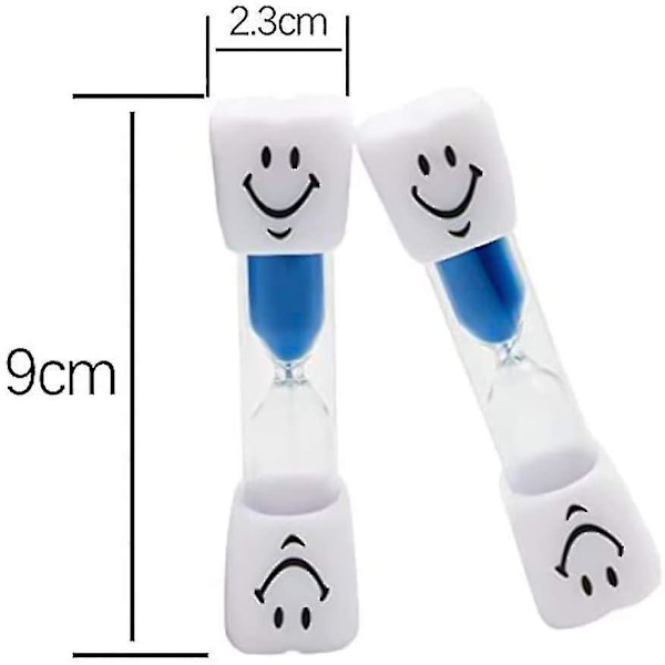 Sæt med 4 Tidsglas, Køkken Timer, Sandur, Smiley, Børne Tandbørste