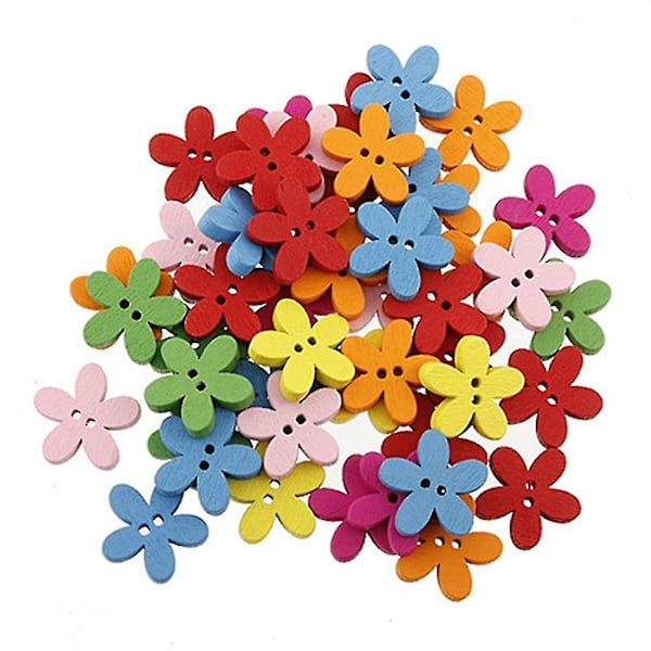 100 stk Træ Dekoration Træ Petal Knapper Blomst Knapper Scrapbooking Knapper Træagtig Dekoration