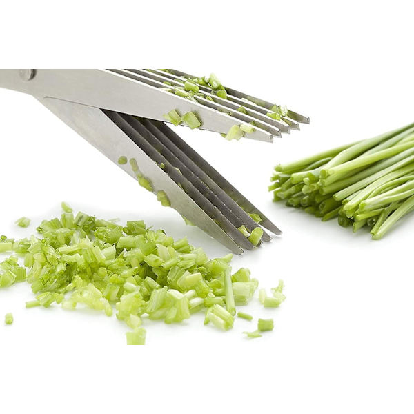 Rustfrit Stål Urtesaks - 5 Blade Multi-Saks med Rengøringskam