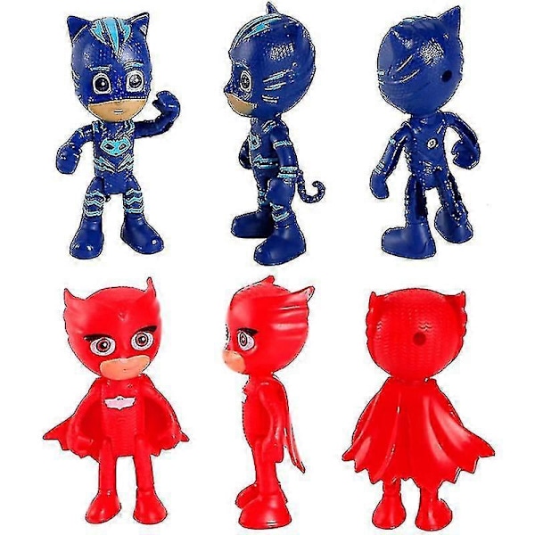 6-Delars Set Pyjamashjältarna Kattpojken Kappa Actionfigur Leksak Present Barn