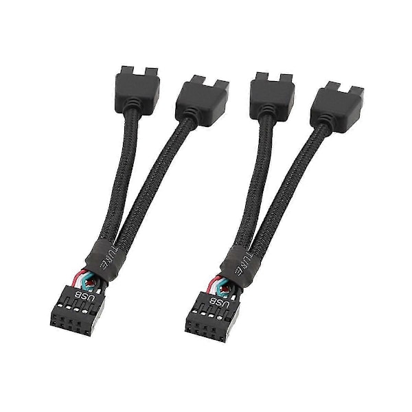 2 stk. Computer Motherboard USB Forlængerkabel 9 Pin 1 Hun til 2 Han Y Splitter Audio HD Forlængelse
