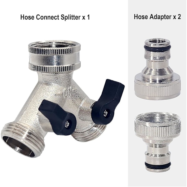 Have Splitter til Havevandhane, 2-vejs Havevandhane Tap 3/4\" Y Slangeforbindelse til Udendørs Vandhane med Slangeforbindelser og Pakninger