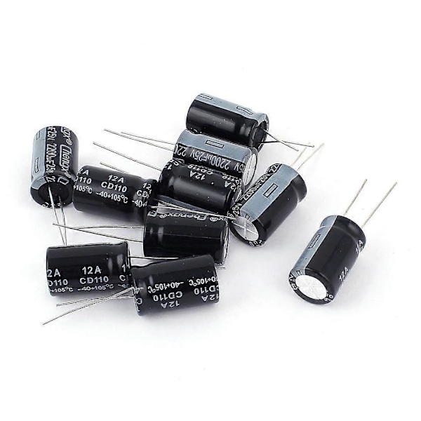 10 st 25V 2200UF Genomgående Hål Aluminium Elektrolytkondensator 13x20mm