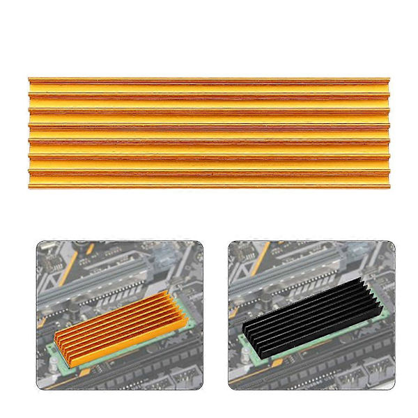 PCIE M.2 SSD 2280 Kjøler Radiator Varmespreder Silikon Kjølefinne for Stasjonær Datamaskin Gull