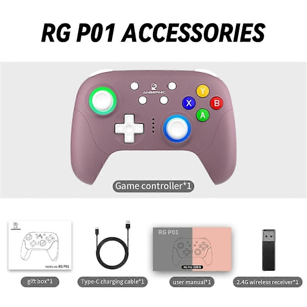 RGP01 Gamepad Trådlös Bluetooth Spelkontroll RGB Hall Effect Joystick för PC Android IOS Steam
