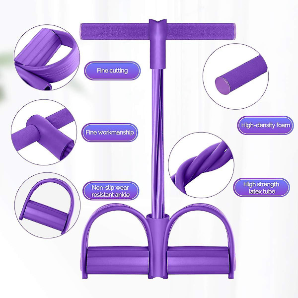 Pedal Resistance Band, Elastiska Sit-up Band, 4-Tubers Dragrep Multifunktionell Spänningsrep Kroppstränare x Bodybuilding Utrustning för Buk/Arm/Yoga