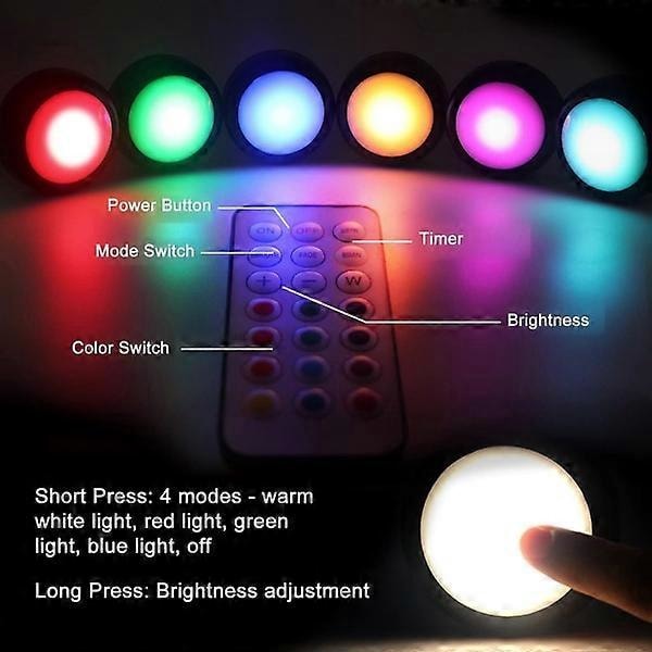 LED-hodelykt 6 stk med 2 fjernkontroller RGB-design Ulike farger Svart