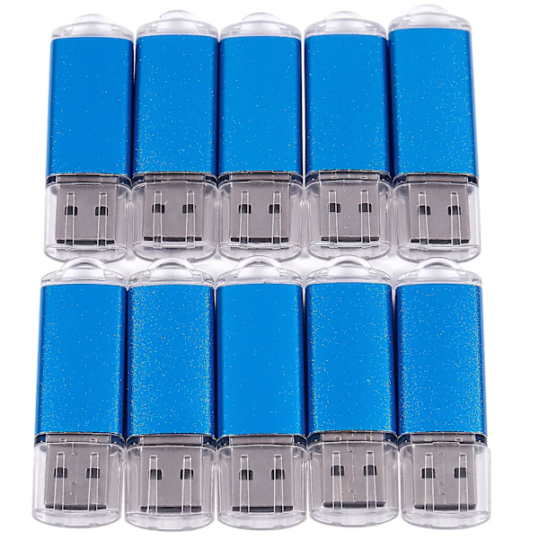 10 x USB-minne 2.0 Minnepinne Flash-stasjon 128 MB Gave Blå